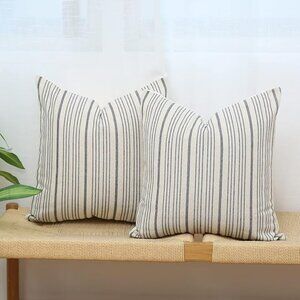 New Kiuree Grey and Cream Farmhouse Throw Pillow Covers 23 x 23. Set of 4